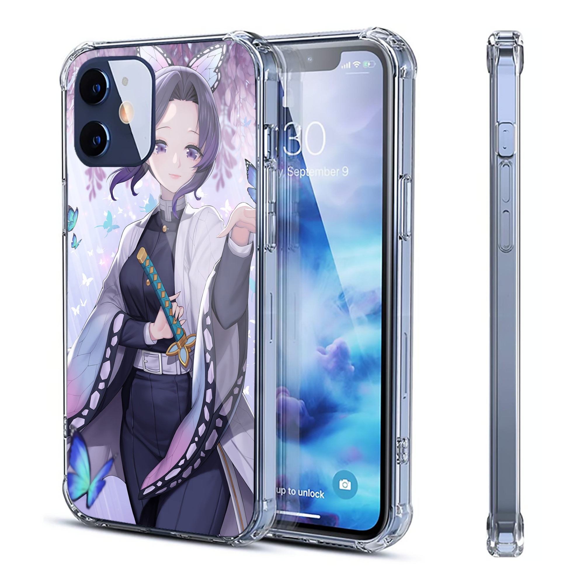 （画像用） 鬼滅の刃（きめつのやいば）蟲柱-胡蝶 しのぶ／こちょう しのぶ Kochou Shinobu 【iPhone 12シリーズ対応】透明スマホケース（クリアソフトケース）